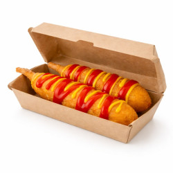 Boîte hot dog carton kraft brun microcannelé 20,8 x 7,5 x 7 cm - 25 unités