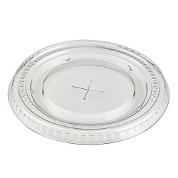 Couvercle PET transparent plat avec croisillon x 100 unités