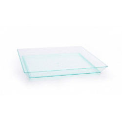 Elément de plateau réutilisable plastique vert transparent "Klarity" 13 x 13 cm - 50 unités