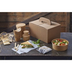 Boîte carton kraft avec poignées "Lunchgo" 32,5 x 22,5 x 17,5 cm - 20 unités