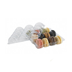 Insert plastique PET transparent 12 macarons (3x4) avec fermeture 15,2 x 13,8 x 2 cm - 25 unités