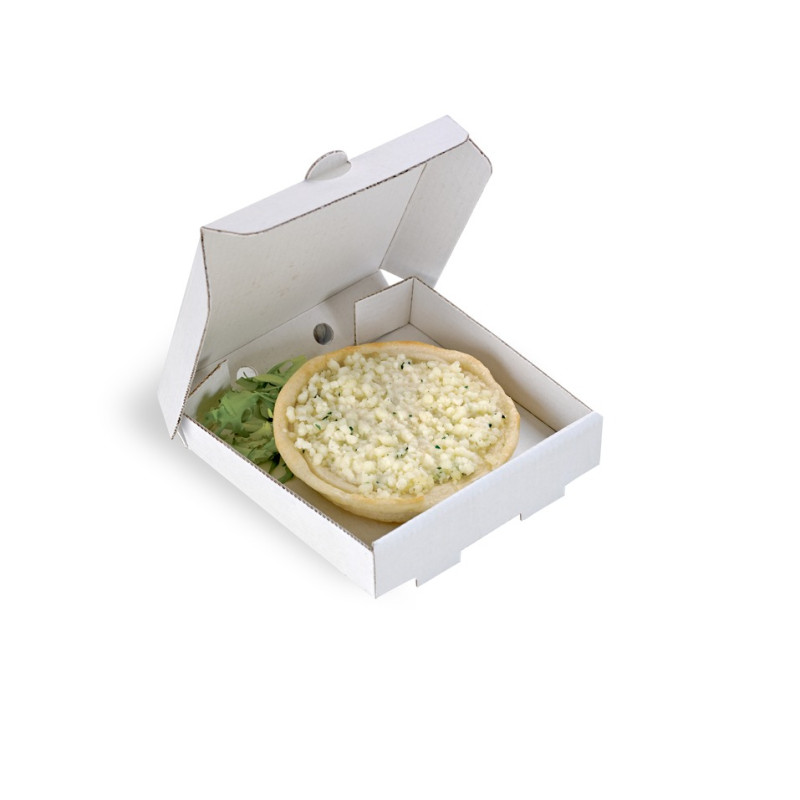 Mini boîte à pizza en carton blanc 9 x 9 x 2 cm - 100 unités