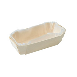 Moule de cuisson bois "Petit coeur" avec caissette papier 150 ml 11,5 x 6,5 x 3,3 cm - 25 unités
