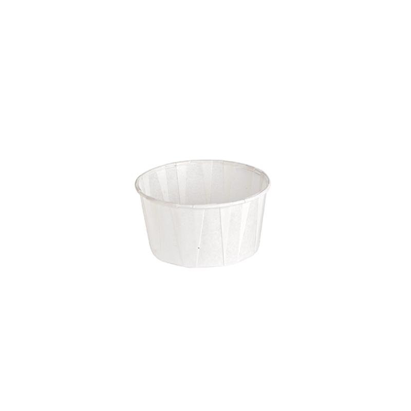 Pot papier plissé blanc avec boîte distributrice 120 ml Diam: 7,5 cm 7,5 x 6,3 x 3 cm - 200 unités