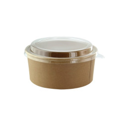 Combo Saladier rond kraft et couvercle 750ml Ø150mm H60 mm - 30 unités