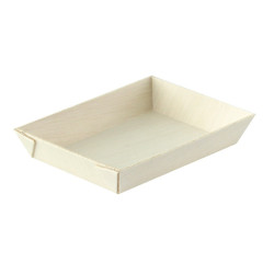 Barquette rectangulaire en bois "Samouraï" 6 x 8,5 x 1,5 cm - 20 unités