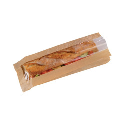 Sac sandwich papier brun à fenêtre 12 x 4 x 34 cm - 1000 unités
