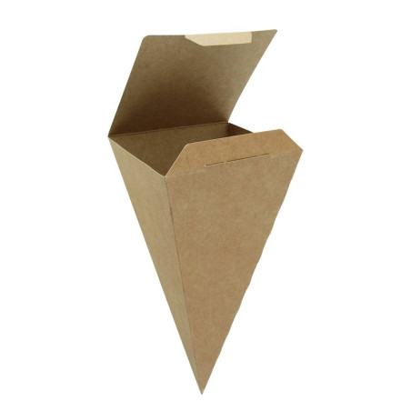 Cône snack refermable carton brun 9 x 9 x 19 cm - 25 unités
