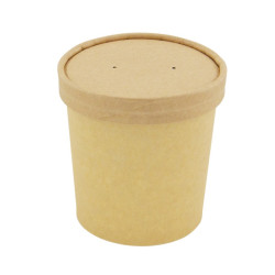 Pot carton brun chaud et froid avec couvercle carton 350 ml Diam: 9 cm 9 x 7,3 x 8,5 cm - 25 unités