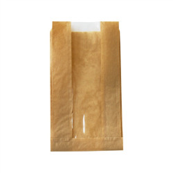 Sac papier kraft brun à fenêtre 22 x 5 x 12 cm - 1000 unités