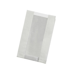 Sac papier kraft blanc ingraissable à fenêtre  - 22 cm x 14 cm x 6 cm - 1000 unités