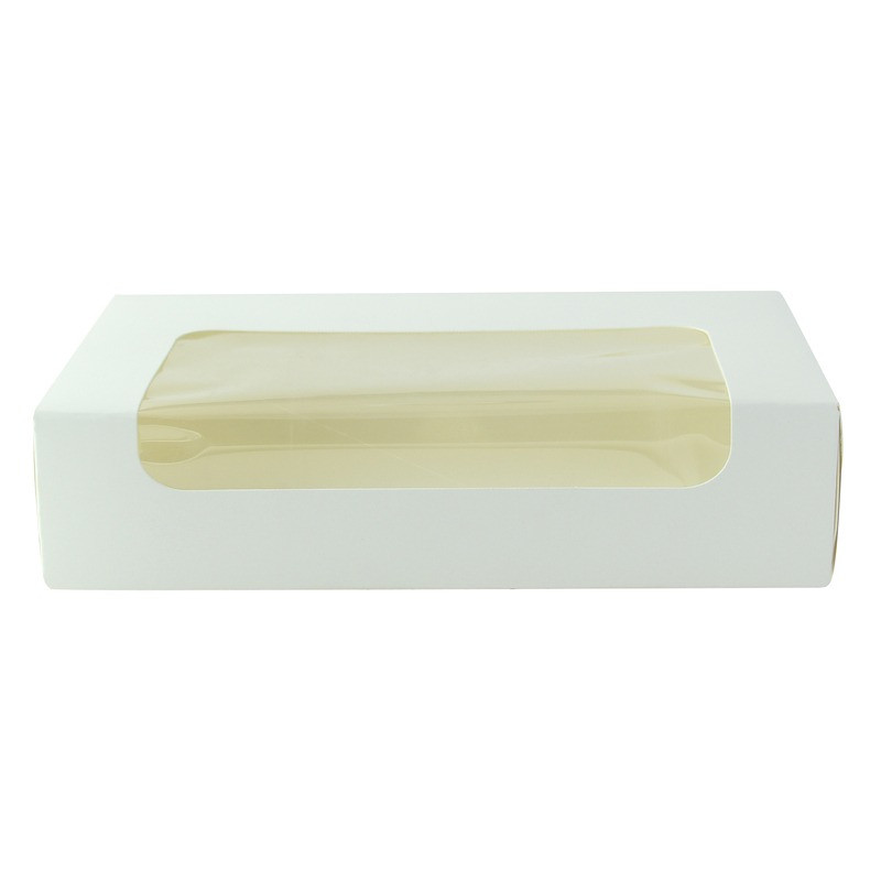 Boite carton blanche laminé à fenêtre 19 x 11,3 x 4,4 cm - 50 unités