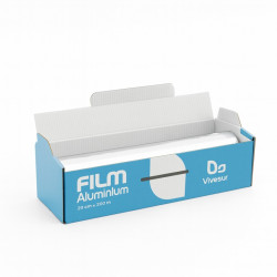 Rouleau de film aluminium de 10 microns, de 29 cm de large et 200 m de long, en boîte carton distrib 325x90mm H90mm - 6 unités