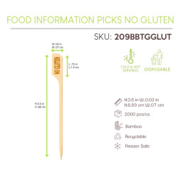 Pique bambou "Teppo Gushi" sans gluten "No gluten" 9 cm - 100 unités