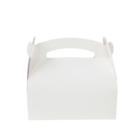 Boîte pâtissière carton blanche avec anse 18 x 10 x 10 cm - 50 unités