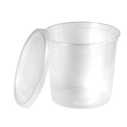 Boite plastique PP ronde transparente avec couvercle  H125mm 870ml - 250 unités