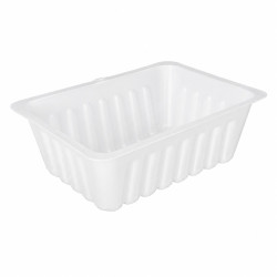 Barquette charcutière rectangle en plastique translucide pour préparation froide, de contenance 500g 143x111mm H49m - 250 unités