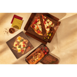 Rectangle rainé carton, décor bois 2 faces + couv. Pet  152,4x203,2mm H50,8mm - 50 unités