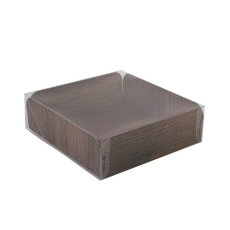 Carré rainé carton décor bois double face+Couv. PET  203,2x203,2mm H63,5mm - 50 unités