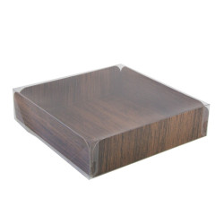 Carré rainé carton décor bois double face+Couv. PET  254x254mm H63,5mm - 50 unités