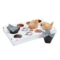 Plateau cuisson papier 12 alvéoles 28,7 x 19,2 x 3 cm - 50 unités