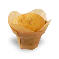 Caissette de cuisson forme lotus en papier brun siliconé Diam: 4,5 cm 15,5 x 15,5 x 7,2 cm - 100 unités