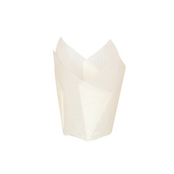 Caissette de cuisson forme tulipe en papier blanc siliconé Diam: 4,5 cm 15 x 15 x 8 cm - 120 unités