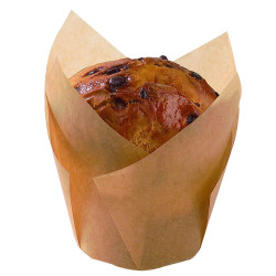 Caissette de cuisson forme tulipe en papier brun siliconé Diam: 4,5 cm 15 x 15 x 8 cm - 100 unités