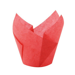 Caissette de cuisson forme tulipe en papier rose ingraissable Diam: 5 cm 16 x 16 x 8,5 cm - 100 unités