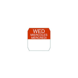 Rouleau étiquette rouge mercredi 2,5 x 2,5 cm - 1000 unités