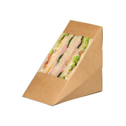 Triangle sandwich kraft triple à fenêtre 8,2 x 12,3 x 12,3 cm - 50 unités