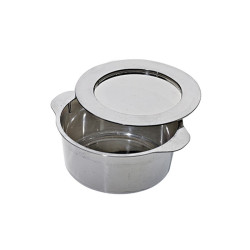 Mini chaudron plastique PS argenté avec couvercle Diam: 6,9 cm 9 x 8 x 3,4 cm - 24 unités