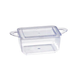 Mise en bouche plastique PS vert rectangulaire transparente avec anses et couvercle "Loukià" 75 ml 9,6 x 5 x 3,5 cm - 24 unités