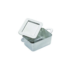 Mini marmite plastique PS argentée avec couvercle "Loukia" 9,5 x 5,3 x 3,5 cm - 24 unités