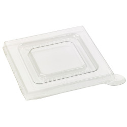Couvercle Zeno transparent plat et carré PET 75x75mm H6mm - 200 unités