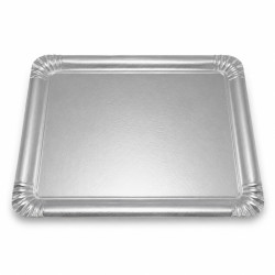 Plateau carton double face or intérieur/argent extérieur 42 x 32 cm - 100 unités