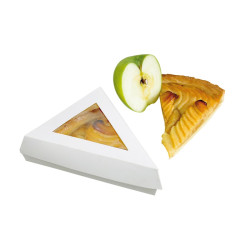 Boîte pâtissière triangulaire carton blanc avec couvercle à fenêtre 15,5 x 13 x 4,5 cm - 50 unités