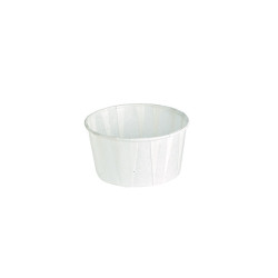 Pot papier plissé blanc avec boîte distributrice 120 ml Diam: 7,5 cm 7,5 x 6,3 x 3 cm - 200 unités