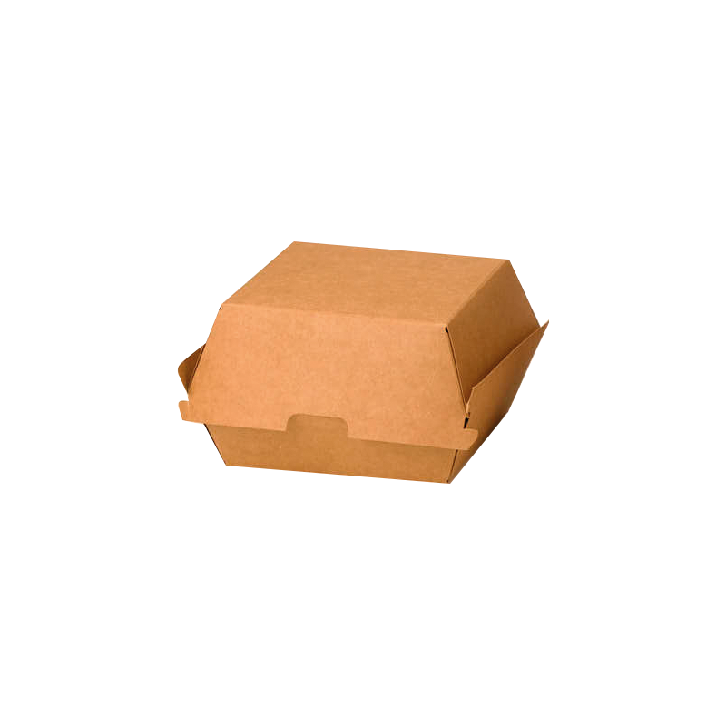 Boîte burger carton kraft brun 15 x 13,5 x 8 cm - 50 unités