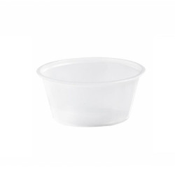 Pot plastique PS translucide rond 80 ml Diam: 7,4 cm 7,4 x 3,2 cm - 100 unités