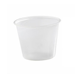 Pot plastique PS translucide rond 150 ml Diam: 7,4 cm 7,4 x 5,9 cm - 100 unités