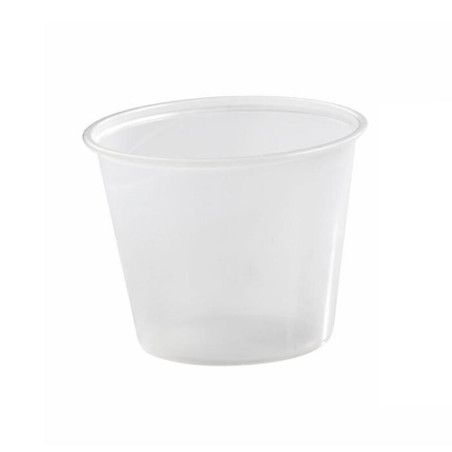 Pot plastique PS translucide rond 150 ml Diam: 7,4 cm 7,4 x 5,9 cm - 100 unités