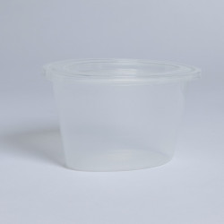 Pot plastique PP translucide ovale avec couvercle x 500 unités