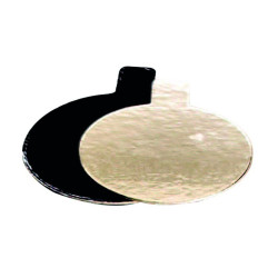 Rond avec languette carton double face or/noir Diam: 7 cm 7 cm - 200 unités