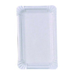 Assiette rectangulaire en carton recyclé blanc 15 x 9 cm - 250 unités