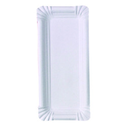 Assiette rectangulaire en carton recyclé blanc 24 x 11 cm - 250 unités
