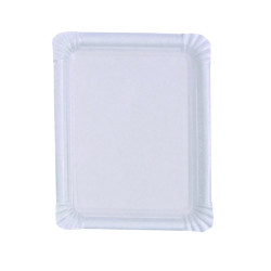Assiette rectangulaire en carton recyclé blanc 20 x 16,5 cm - 250 unités
