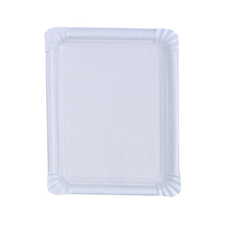 Assiette rectangulaire en carton recyclé blanc 20 x 16,5 cm - 250 unités