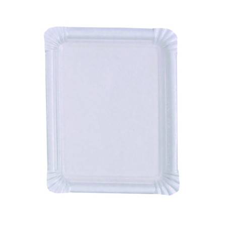 Assiette rectangulaire en carton recyclé blanc 20 x 16,5 cm - 250 unités