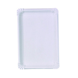 Assiette rectangulaire en carton recyclé blanc 26 x 18 cm - 250 unités